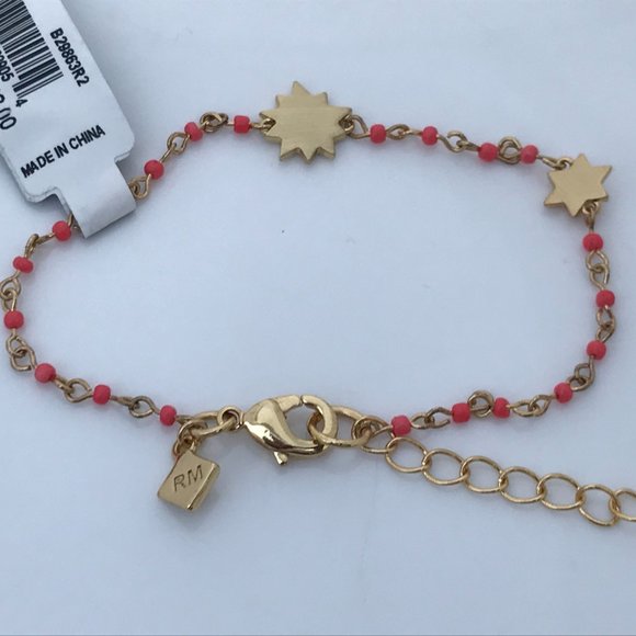 Rebecca Minkoff Bracelet gold Tone sole beaded Lin - Picture 2 of 9